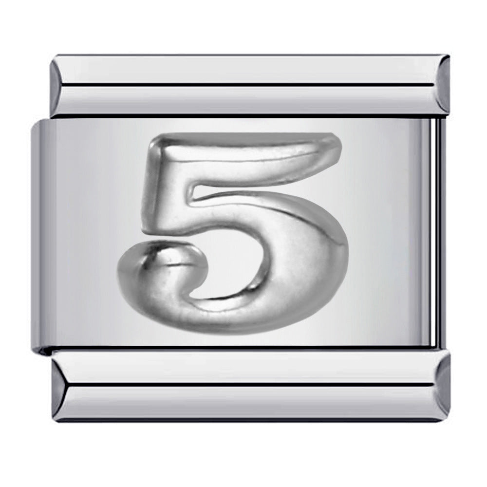 Wholesale Italian Charm Bracelet 9mm DIY Splicing Removable Arabic Numerals Stainless Steel Composable Bracelet