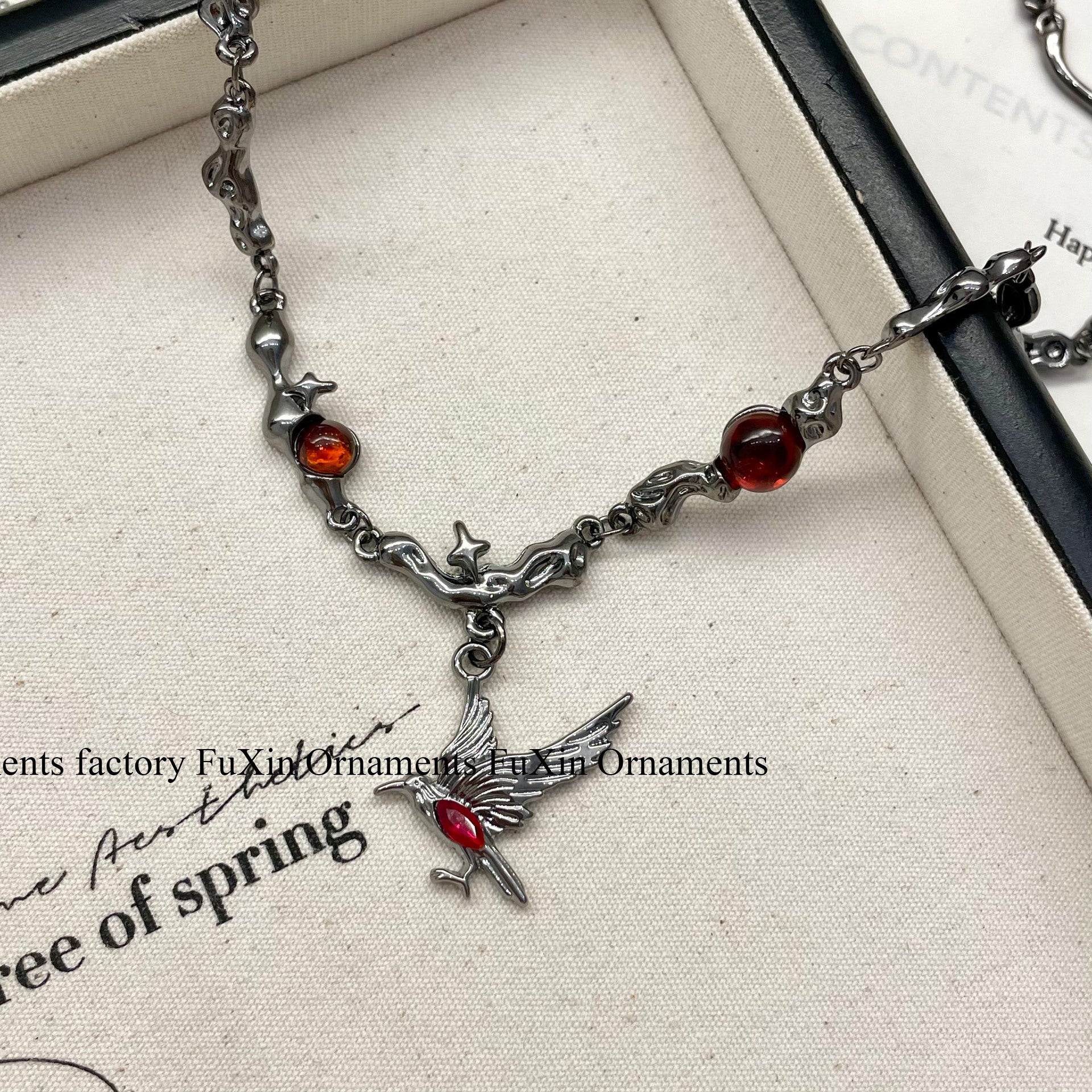 Wholesale  Chain Cross Red Flower Necklace