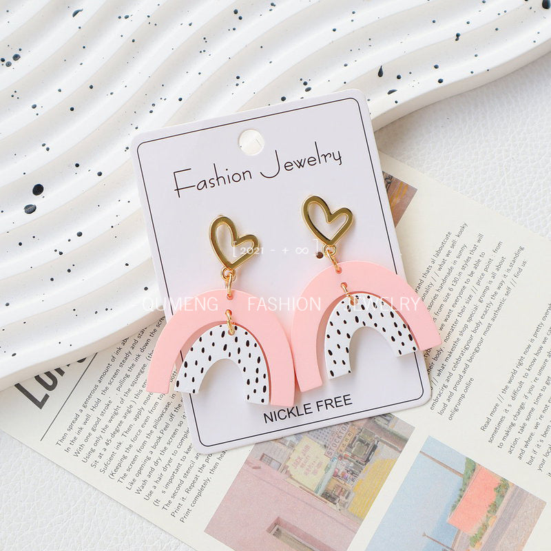 Wholesale Valentine's Day Acrylic Pottery Painted Arch Earrings