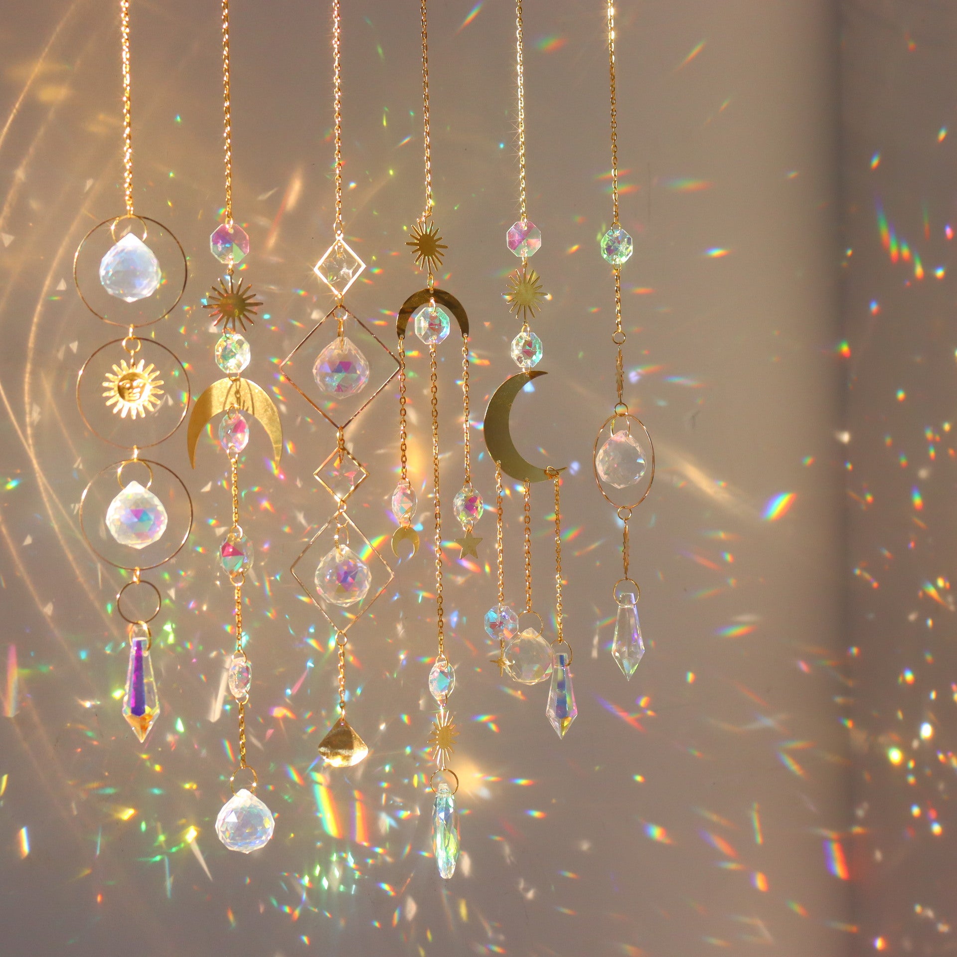 Wholesale Gold and Silver Crystal Sun Catcher hanging window Sun prism decoration