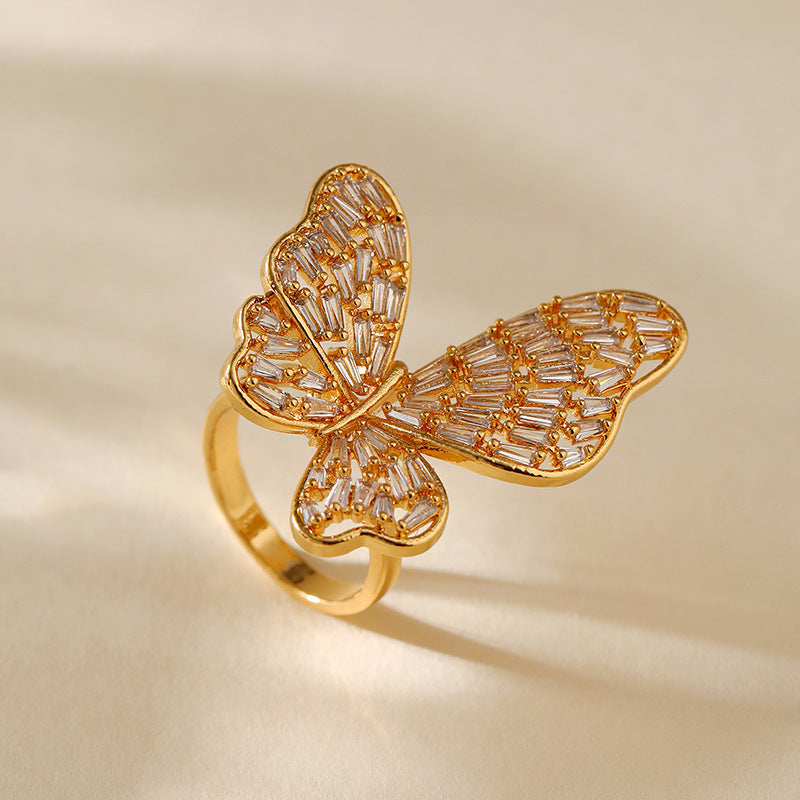 Wholesale Light Luxury Zircon Exquisite Ring Color-retaining French Opening Rings