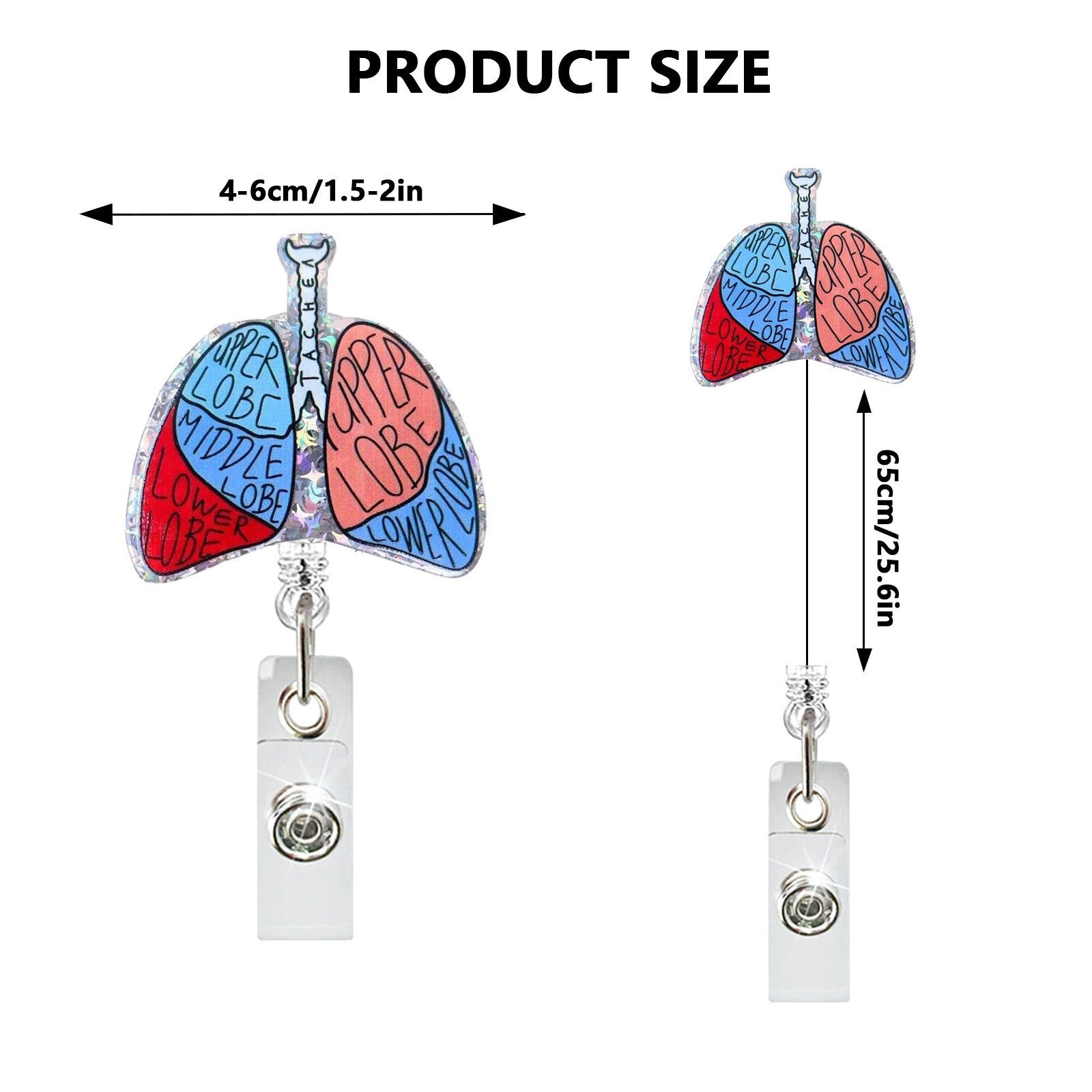 Wholesale Creative Heart and Lung Pattern Telescopic Clip Badge Holder ABS Plastic Easy-Pull Buckle Boutique Accessory