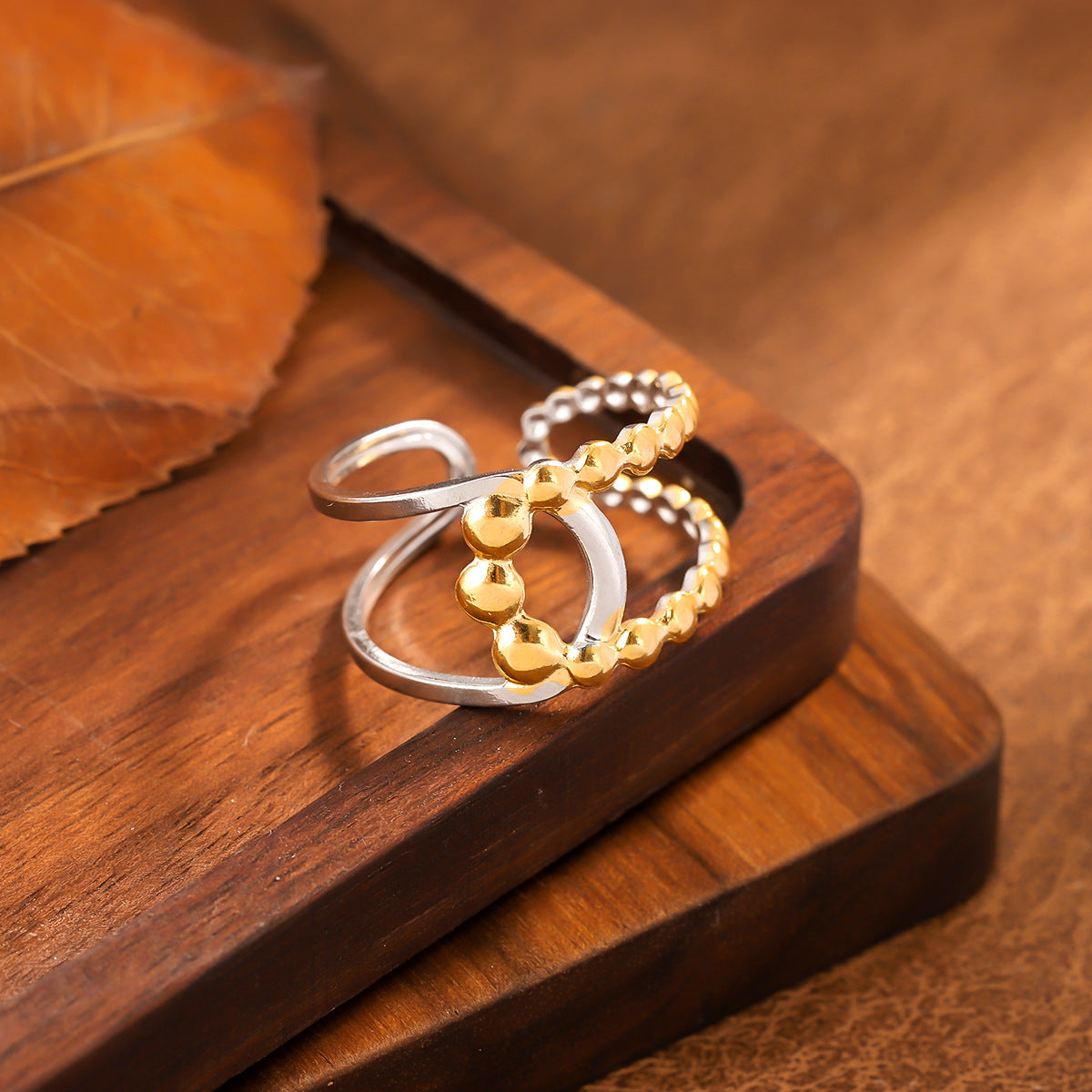 Wholesale Stainless Steel Geometric Open Wide-Band Ring