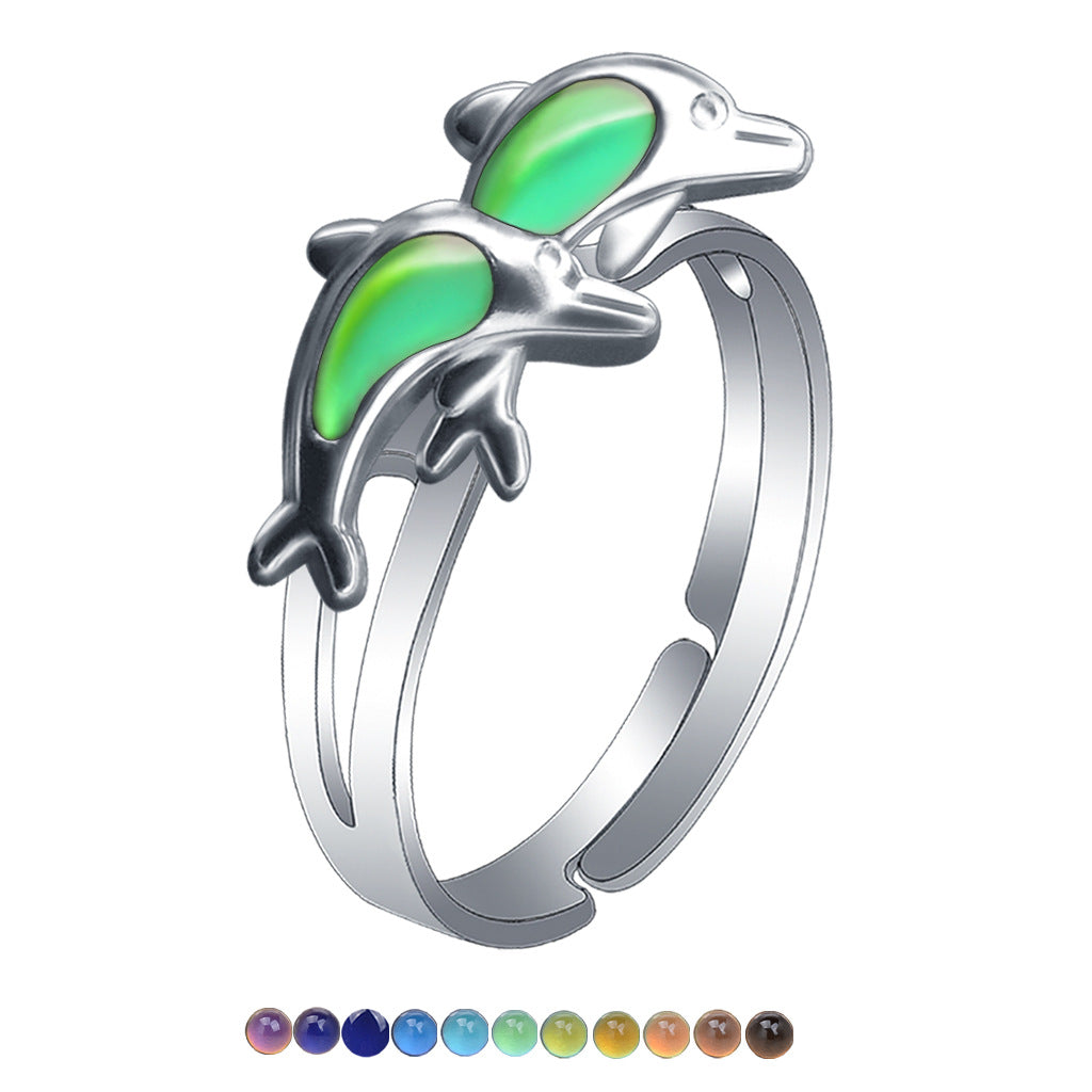 Wholesale Children's Princess Cartoon Cute Animal Temperature Sensitive Color Changing Ring ACC-RS-Hour001