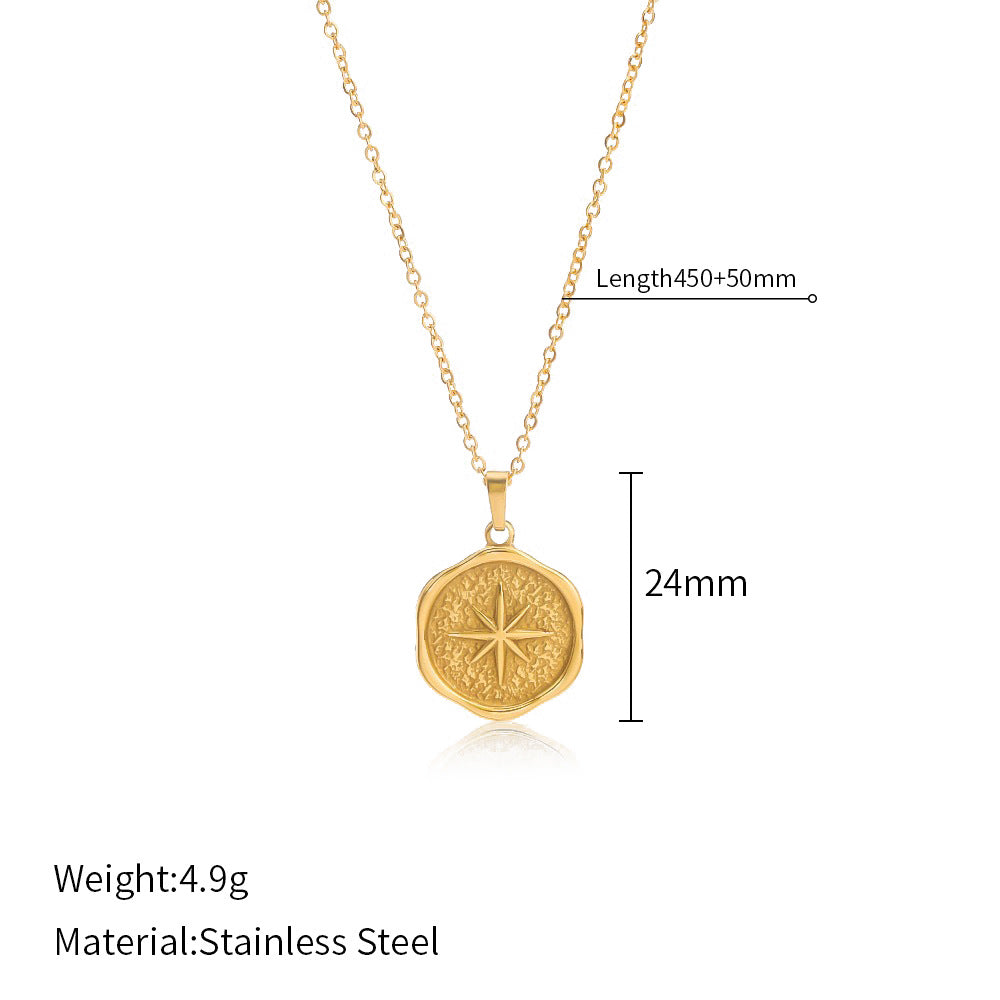 Wholesale  retro necklace titanium steel l gold-plated plain chain pendant necklace