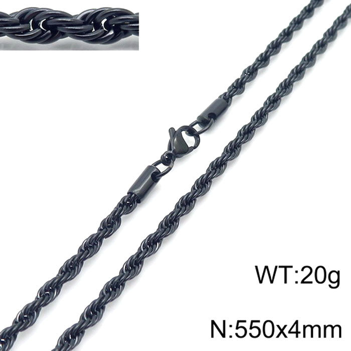 Wholesale Black Twist Chain with Chain Button Rope Chain Titanium Steel Necklace ACC-NE-KaLun002