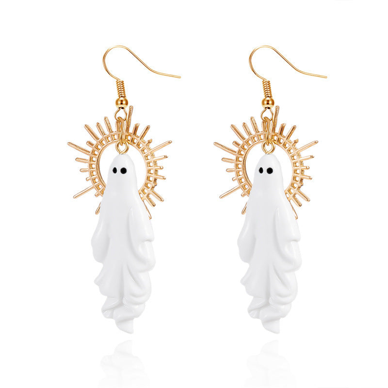 Boucles d'oreilles squelette de style squelette fantôme exagéré en gros exagéré