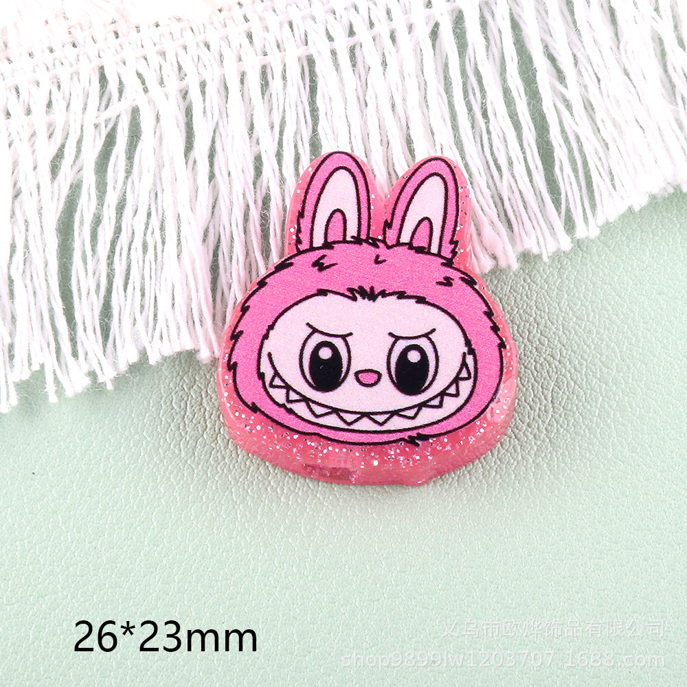 Wholesale 5pcs Acrylic Beads Straight Hole Cartoon Characters Beadable Pen and Keychain DlY Accessories