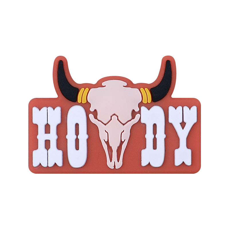 Wholesale of 20pcs Western Style Denim Cow Head Silicone Beads Focal Beads ACC-BDS-HCX007