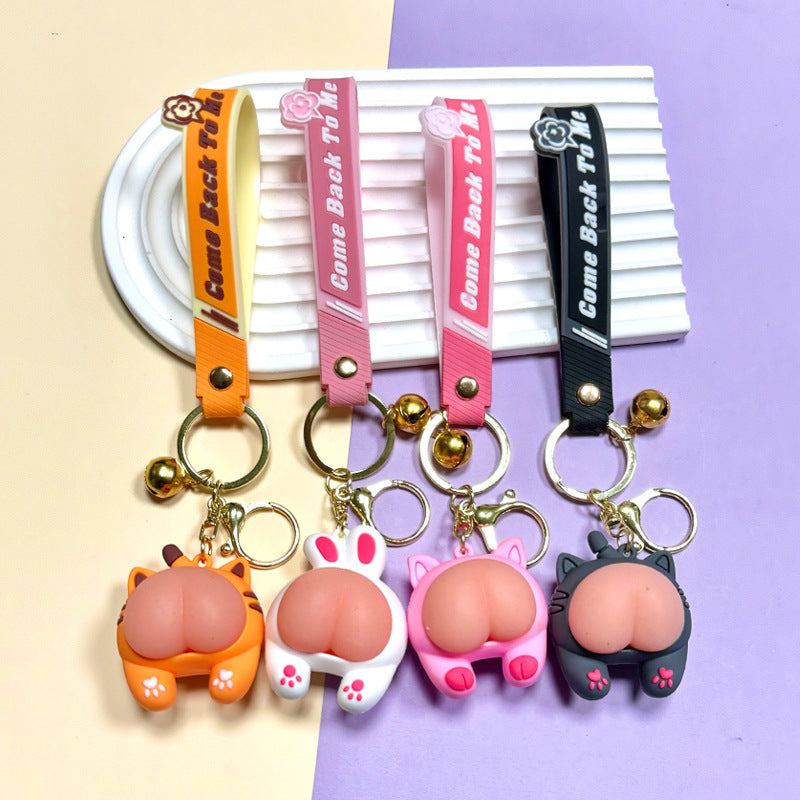 Wholesale Cartoon Q Elastic Butt Decompression PVC Soft Glue Keychain Creative Keychain ACC-KC-XJY001