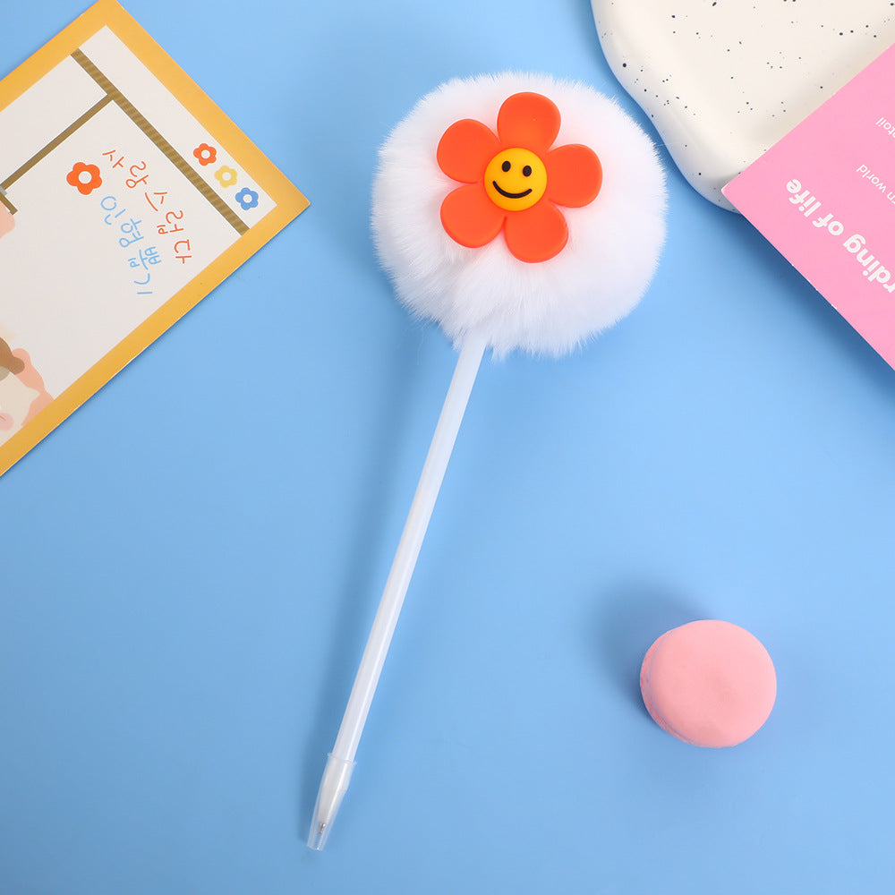 Wholesale Cute Sunflower Plush Gel Pen