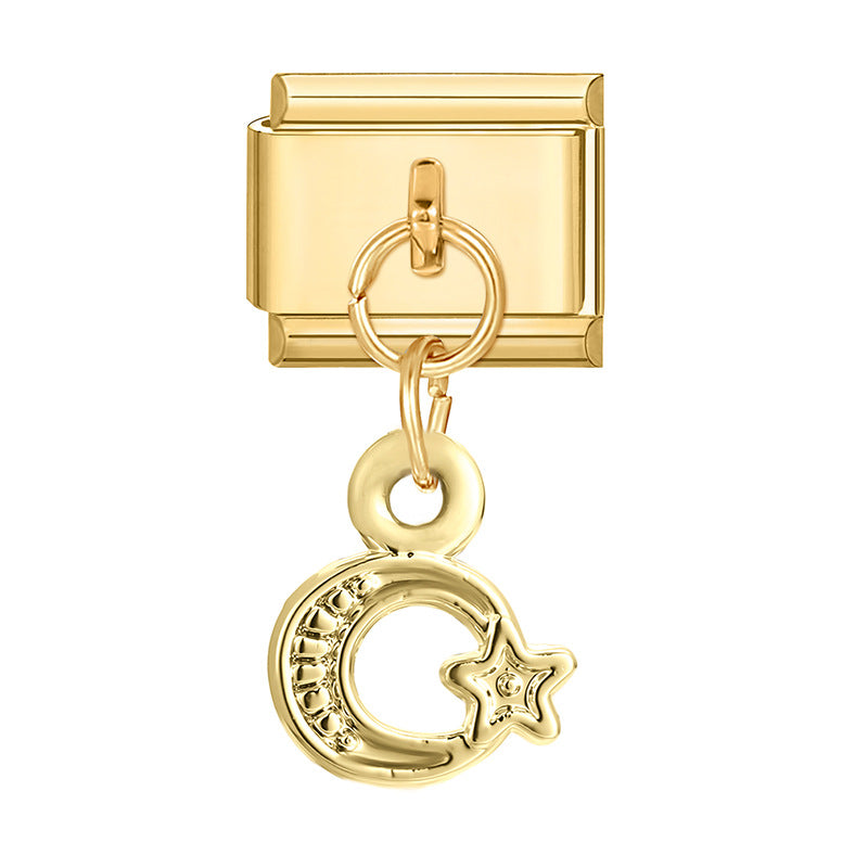 Wholesale Italian Charm Bracelet 9mm DIY Splicing Gold Pendant Stainless Steel Composable Bracelet