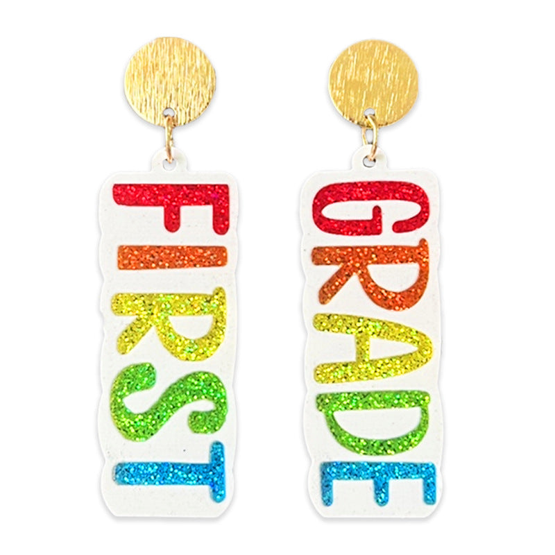 Wholesale Shiny colored earrings with words