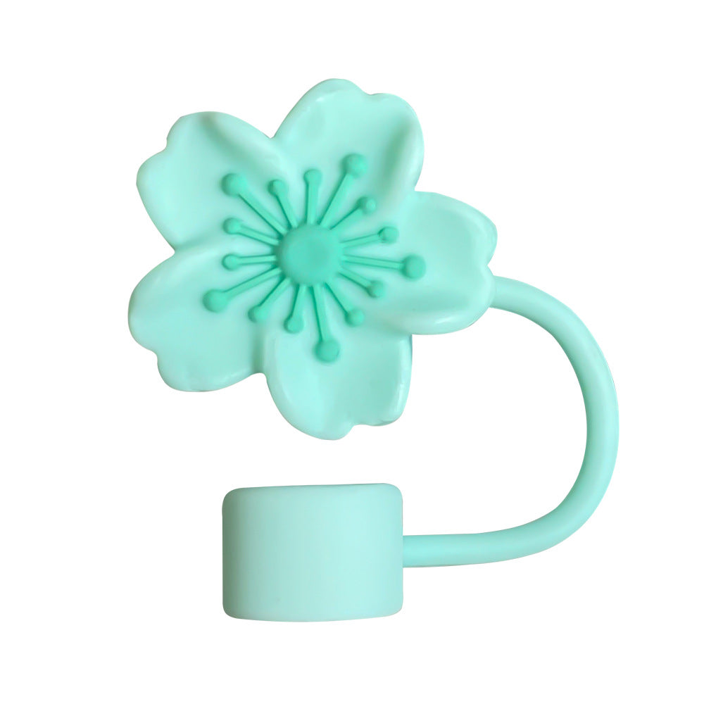 Wholesale silicone flower straw cap Stanley straw sleeve 10mm dust plug