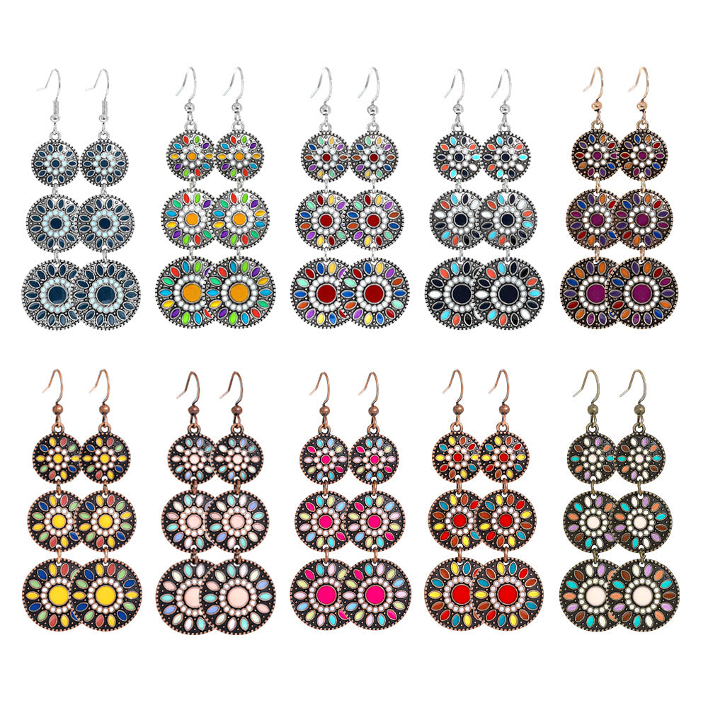 Wholesale Ethnic Style Colorful Oil Drop Long Earrings - Fashion Accessory for Party Wear