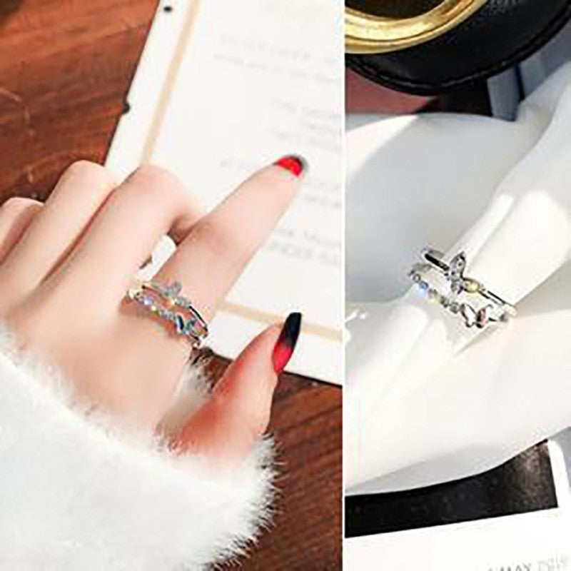 Wholesale Pearl Zircon Love Bow Ring ACC-RS-TuoYa001