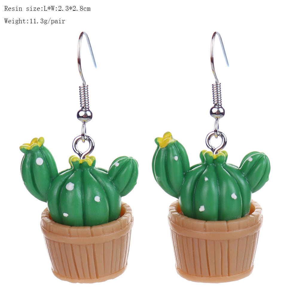 Wholesale fun mini three-dimensional succulent cactus earrings