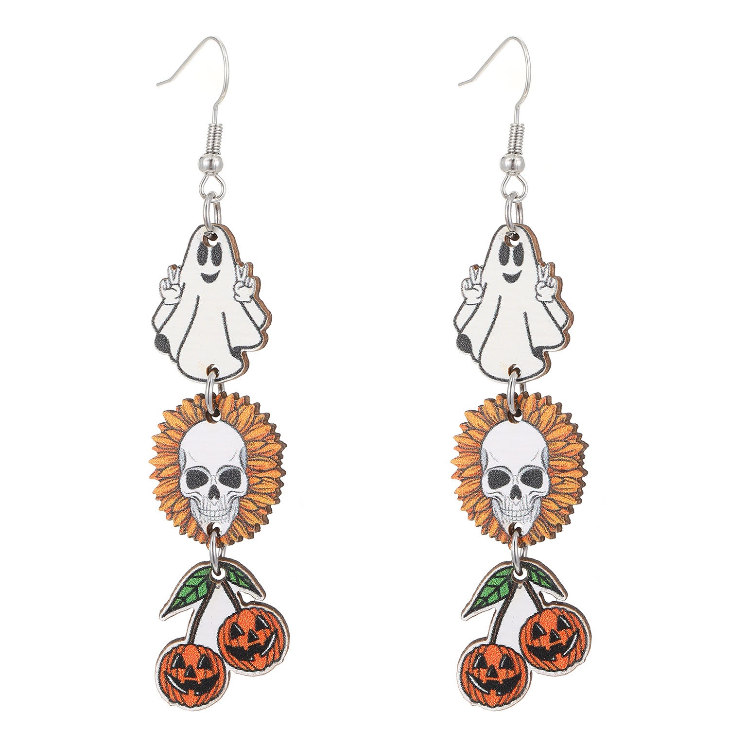 Wholesale  Halloween Wooden Color Printed Earrings