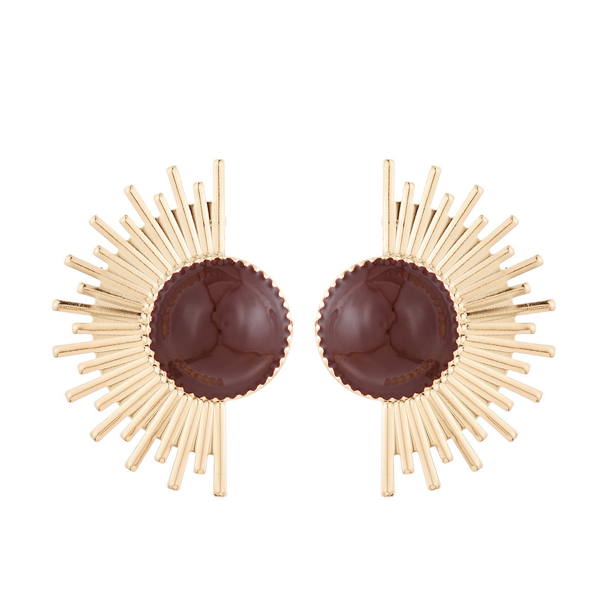 Wholesale Sunburst French Retro Earrings Zinc Alloy Electroplating Fashion Accessory
