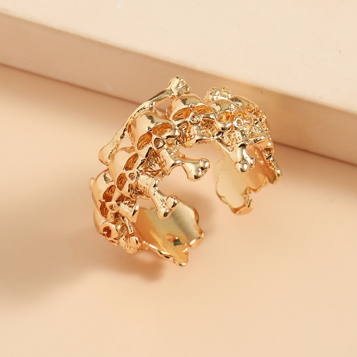 Wholesale Gothic Skull Ring Punk Exaggerated Alloy Open Ring