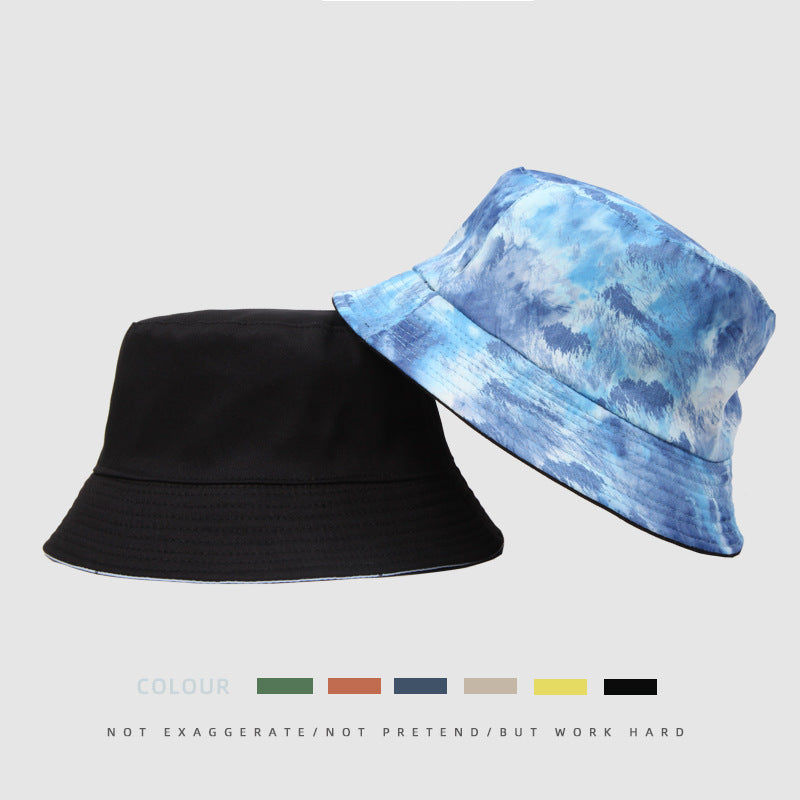Wholesale  painted tie-dye fisherman hat double-sided hat outdoor two-wear sunshade casual basin hat