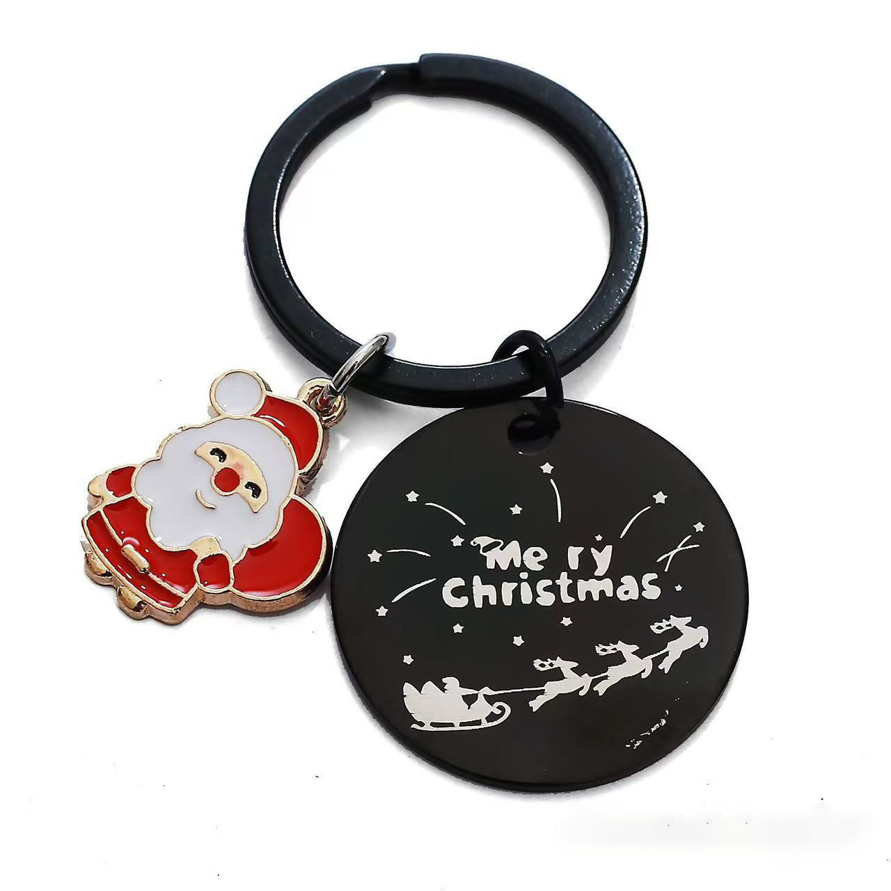 Wholesale Christmas Stainless Steel Keychain With Santa Tree And Bell Chic Car Key Accessory Gift