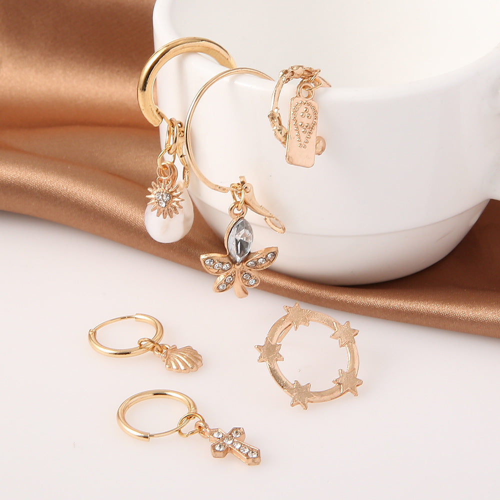 Wholesale  Pearl Cross Shell Butterfly Women Irregular Women Earrings