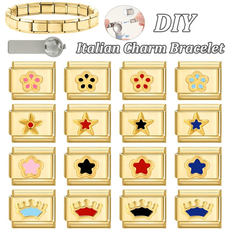Wholesale Italian Charm Bracelet 9mm DIY Splicing Creative Pattern Stainless Steel Composable Bracelet