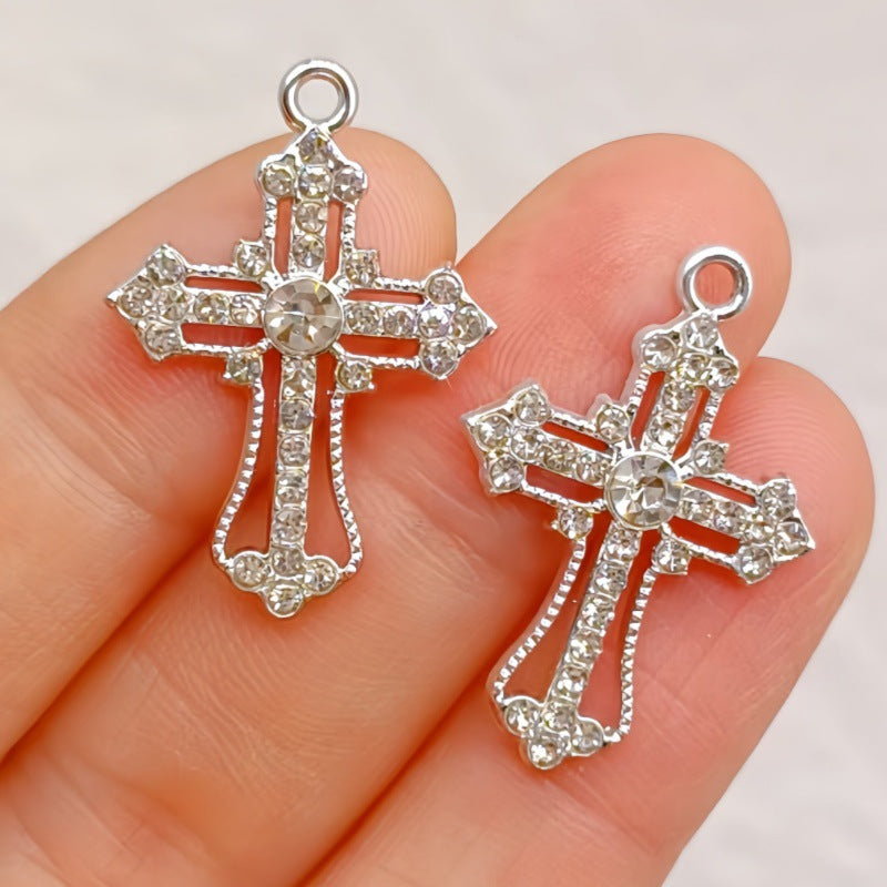 Wholesale 10pcs Alloy memory diamond cross accessories earrings necklace pendant jewelry ornaments earring DIY materials