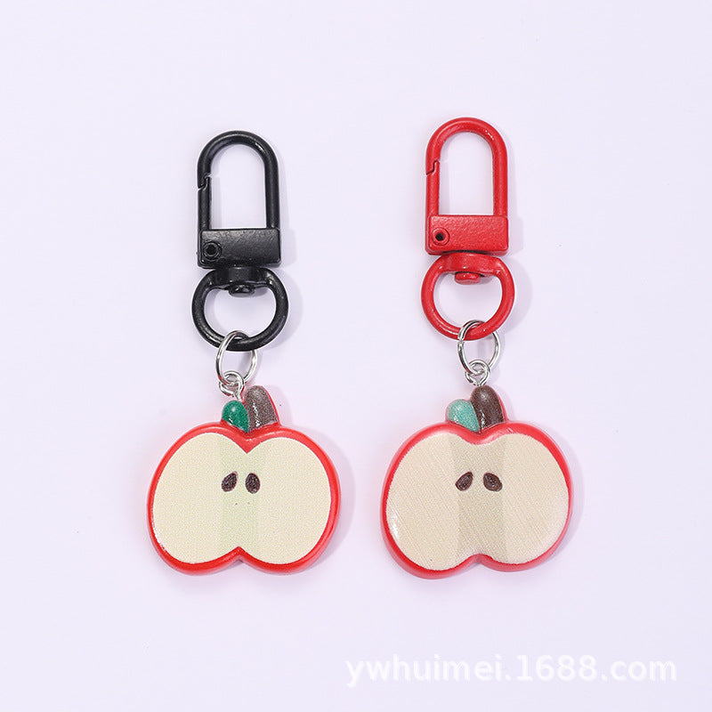 Wholesale Cute red apple slice keychain