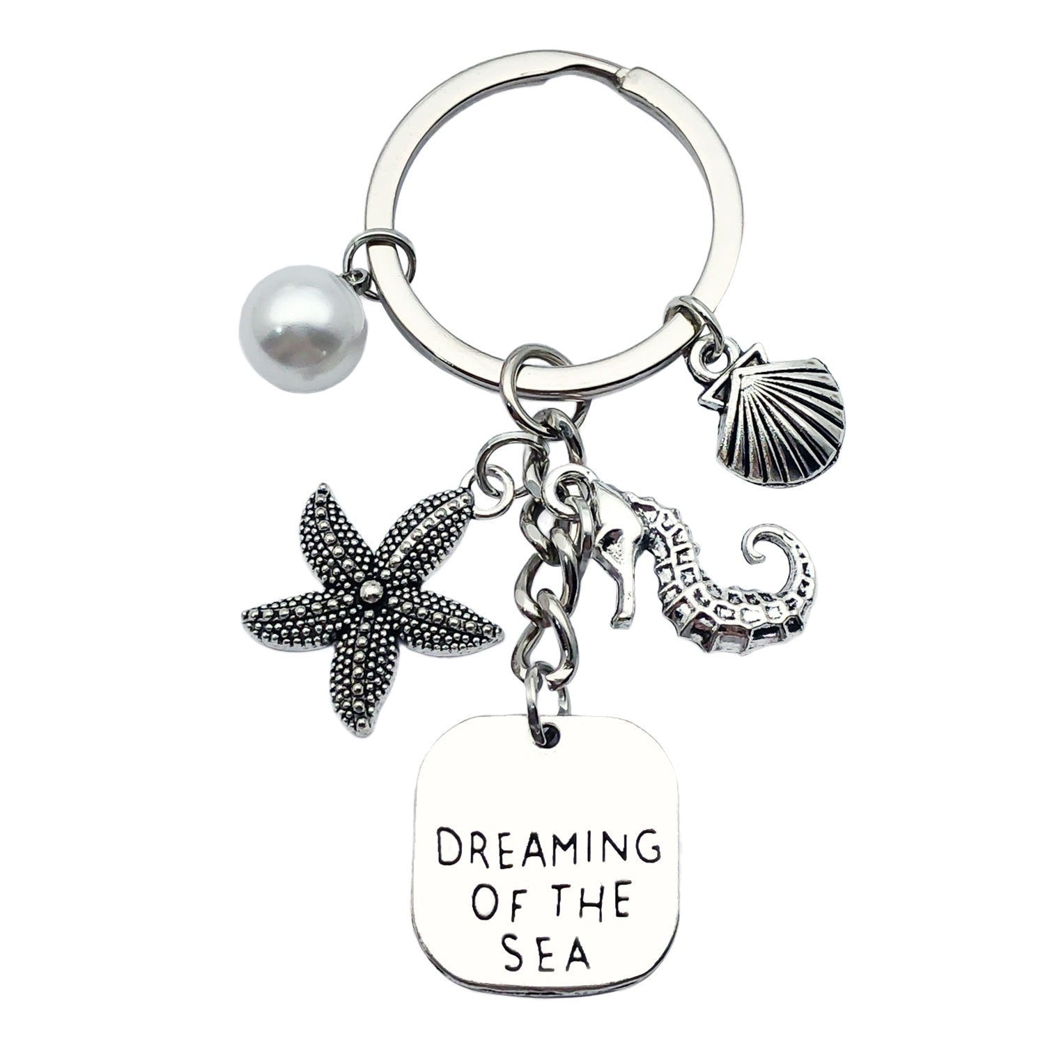 Wholesale Trendy Glowing Seashell Keychain Cute Starfish And Conch Charm For Couples Car Key Accessory Gift
