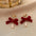 Wholesale Burgundy Flocking Bow Flower Ear Clips Earrings
