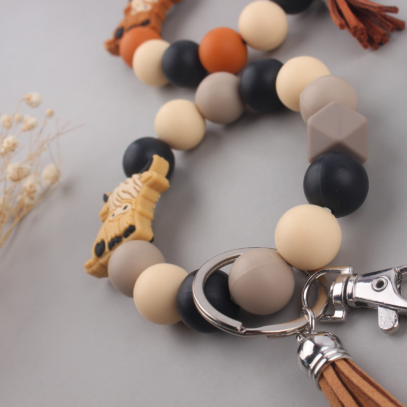 Wholesale Cartoon silicone cow keychain accessories creative handmade wristlet keychain