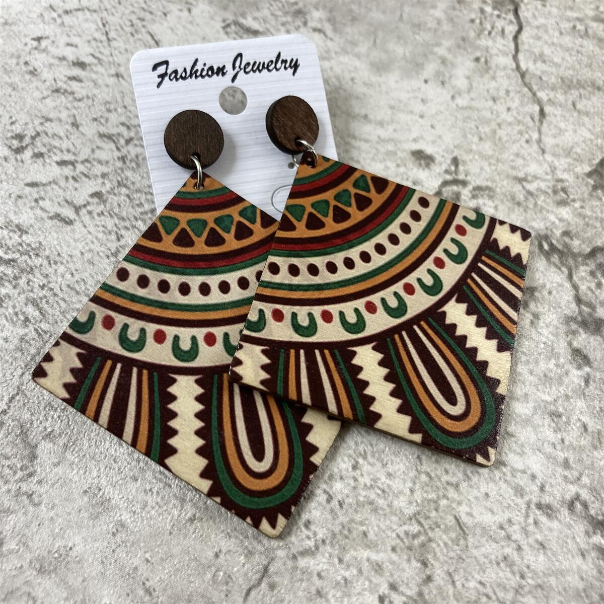 Wholesale Bohemian Vintage Wooden Earrings ACC-ES-FX002