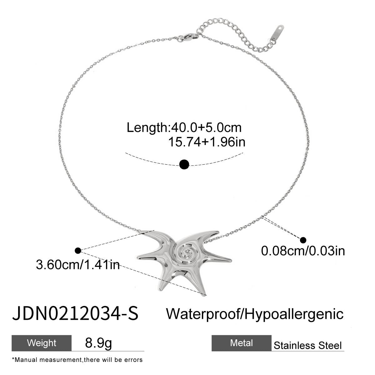 Wholesale 18K Gold Stainless Steel Irregular Starfish Vortex Spiral Earrings Necklaces