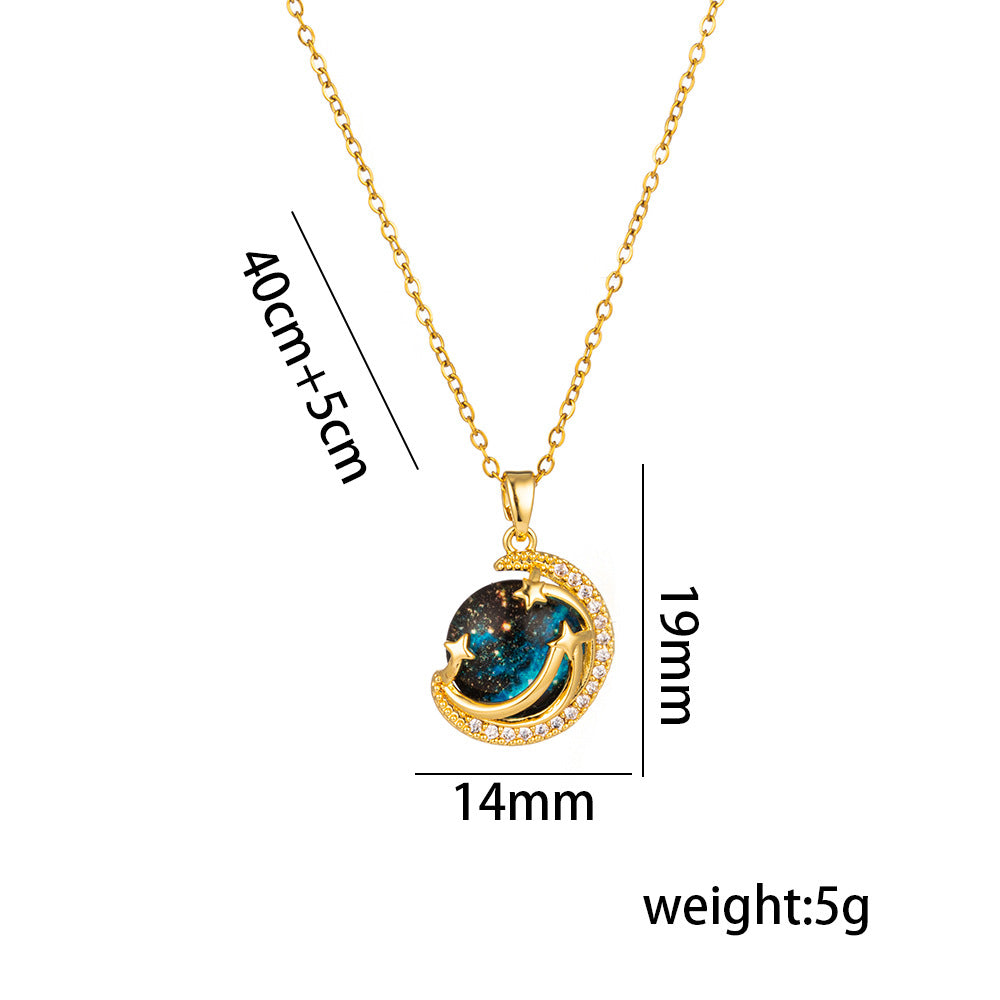 Wholesale Titanium Steel Necklace Planet Starry Sky Necklaces Clavicle Chain ACC-NE-Kucai002