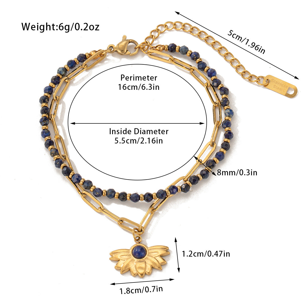 Wholesale Titanium Steel Bracelets Bohemian Natural Stone Beaded Bracelets ACC-BT-Jind001
