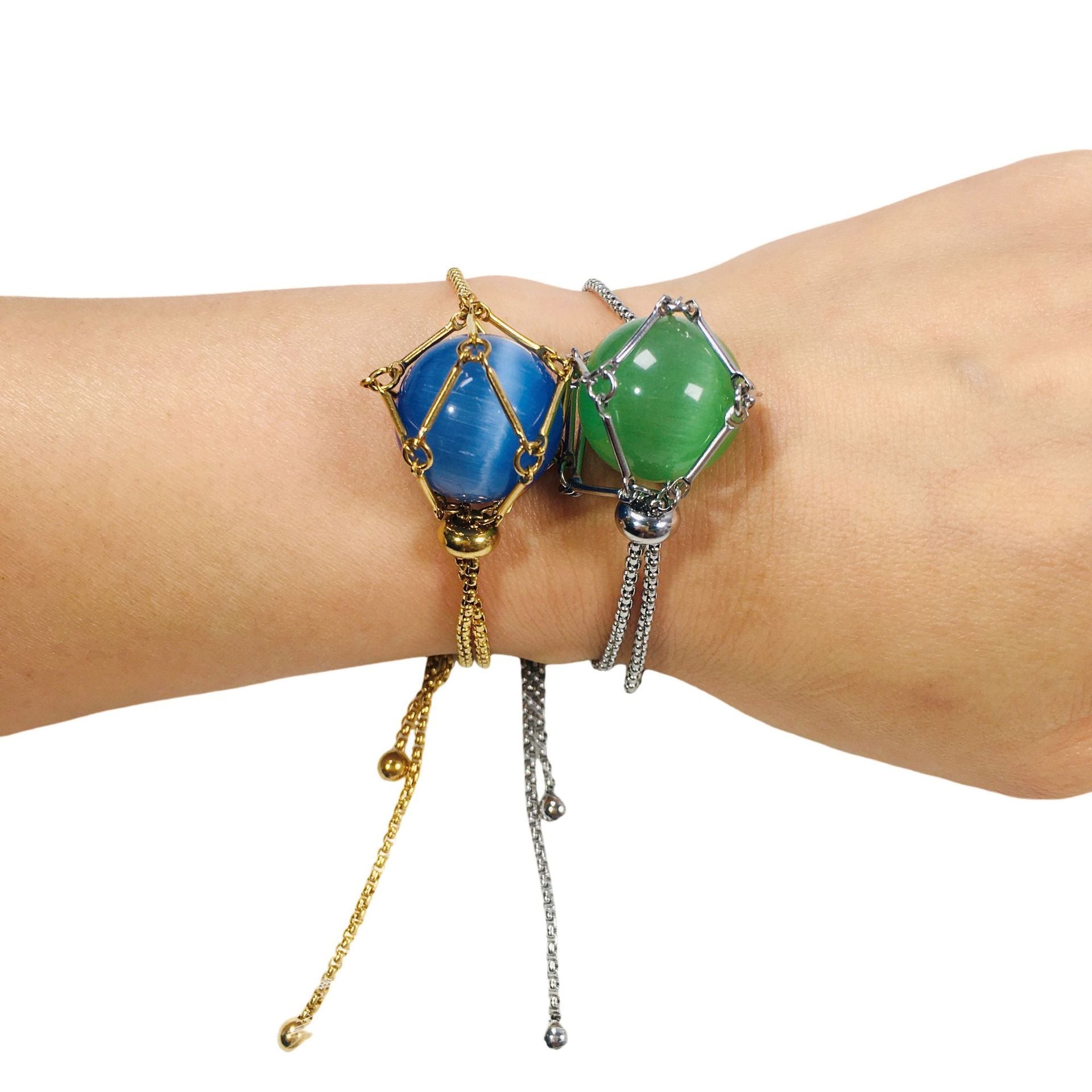 Wholesale Adjustable Replacement Crystal Metal Bamboo Hand Woven Mesh Bracelet ACC-BT-RongGuan002