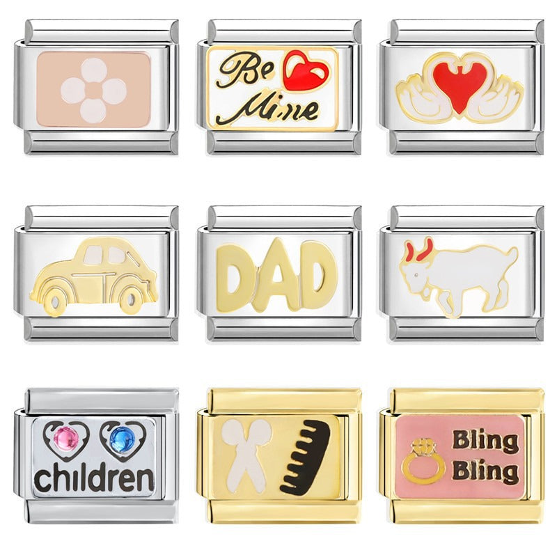 Wholesale Italian Modular Bracelet 9mm DIY Splicing Removable Titanium Steel Combinable Bracelet