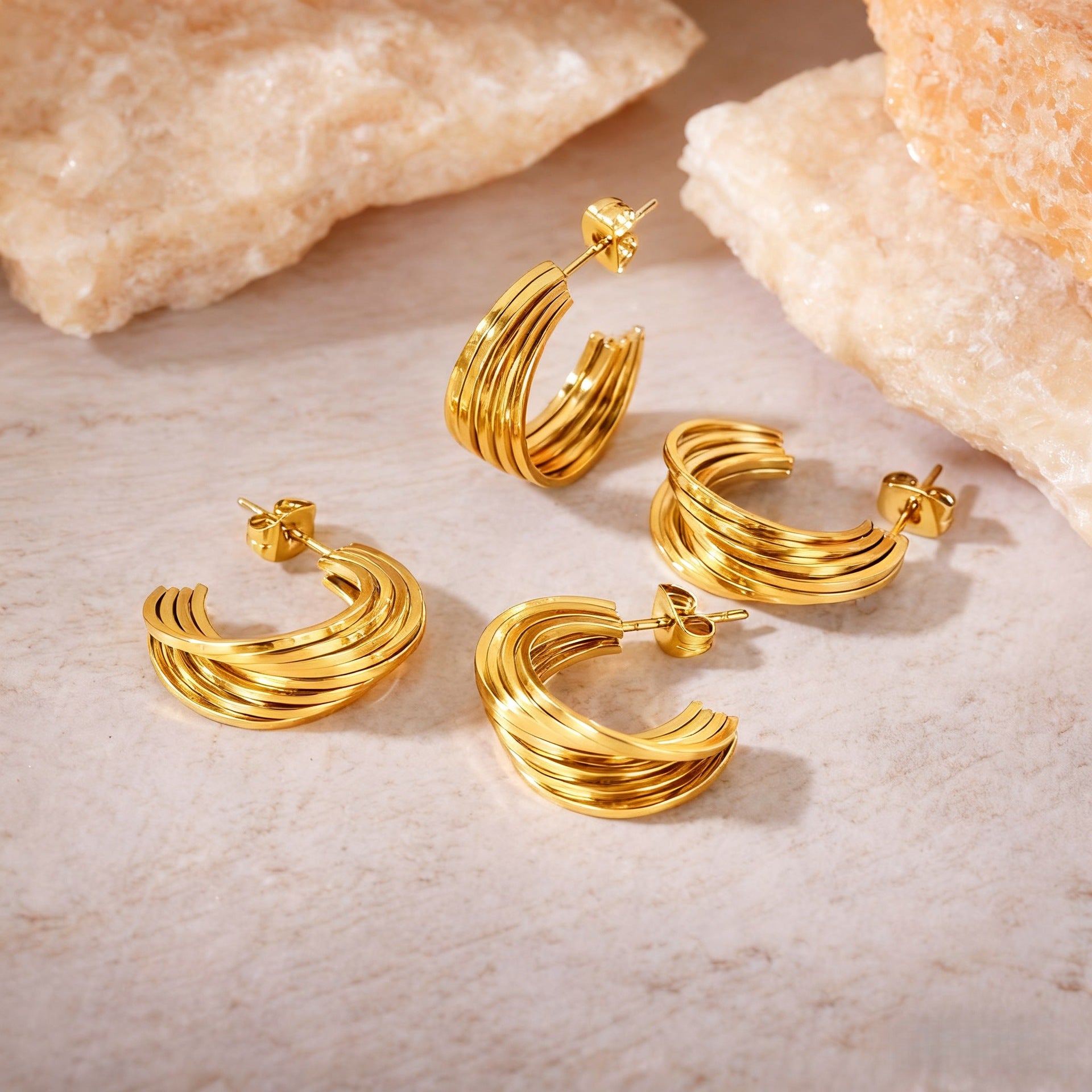 Wholesale Geometric Patchwork  Titanium Steel  Earrings