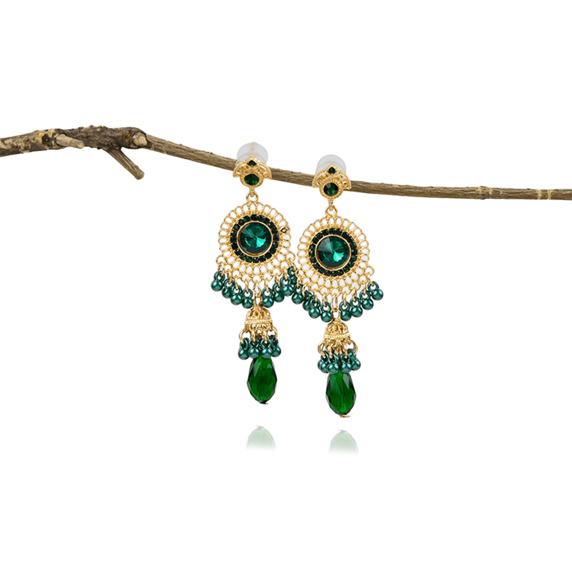 Wholesale gemstone bell tassel earrings