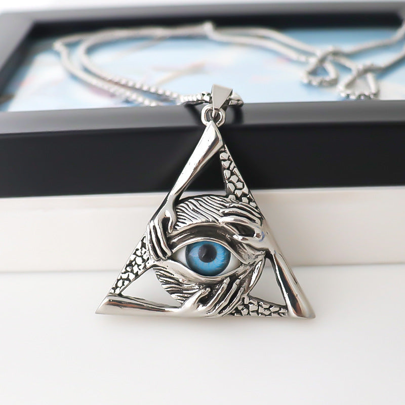 Wholesale Silver Alloy Geometric Eye Of Horus Pendant Necklace Stylish Men S Fashion Jewelry Accessory