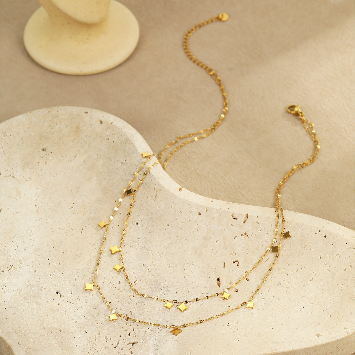 Wholesale double-layer stacked necklace stainless steel necklace