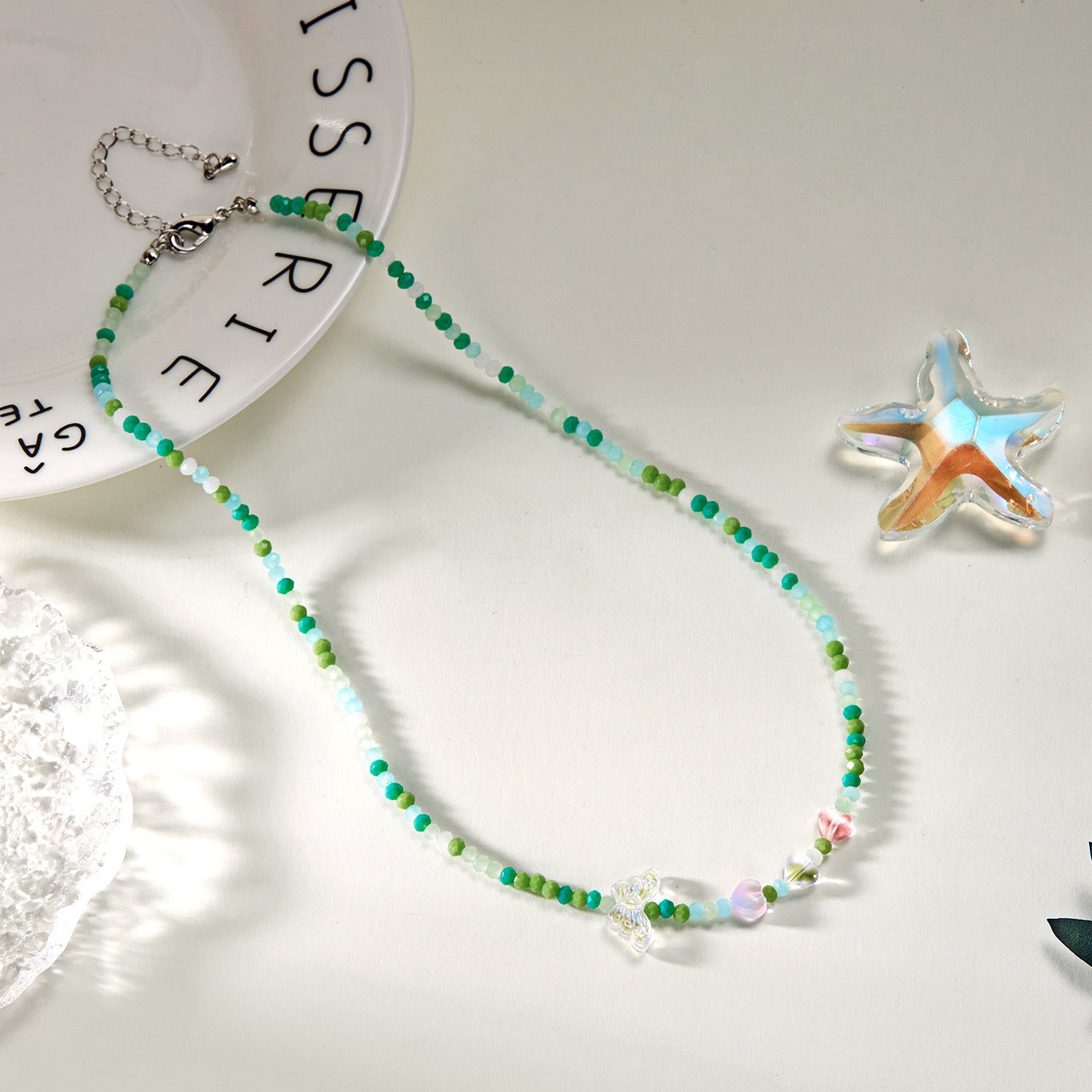 Wholesale  crystal acrylic butterfly card neck chain necklace