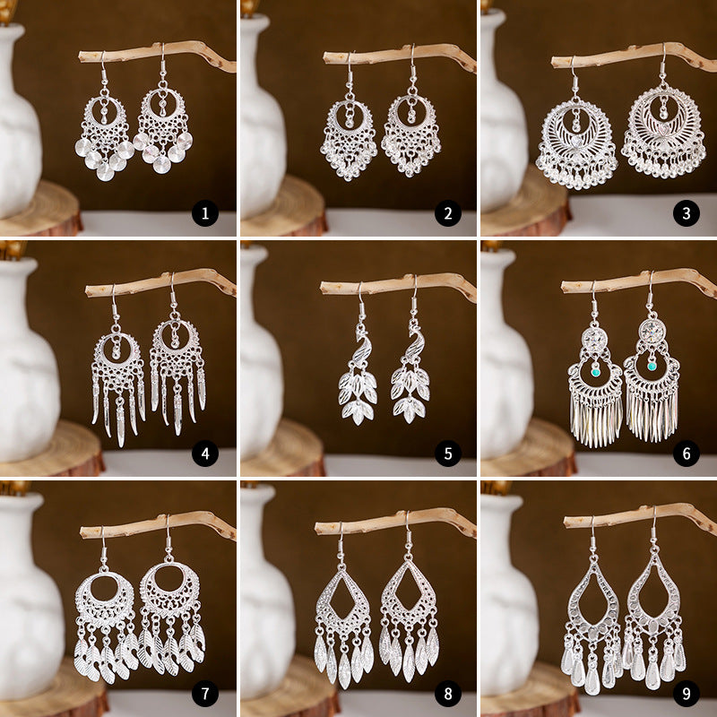 Wholesale Peacock Bell Tassel Hollow Leaf Earrings ACC-ES-MDD025