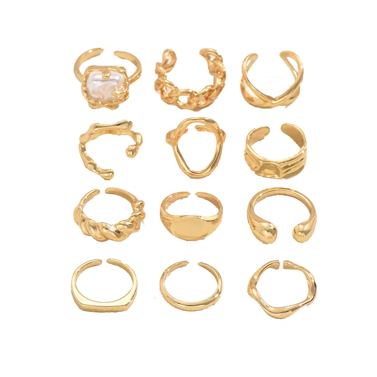 Wholesale  Opening Adjustable Ring Personalized Geometric Niche  Irregular Ring