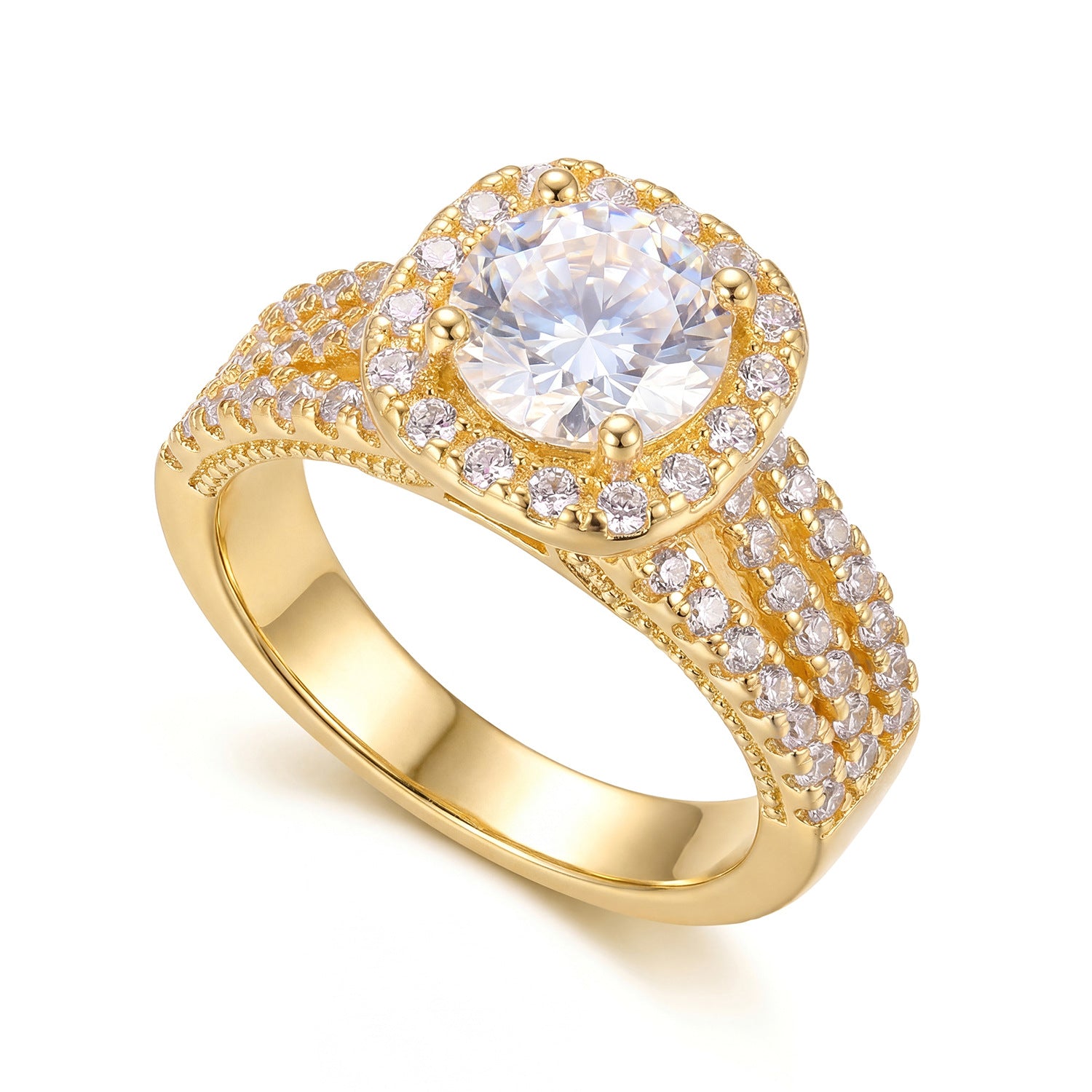 Wholesale Three In One Heart Shaped Copper Zircon Ring Trendy Everyday Jewelry Accessory