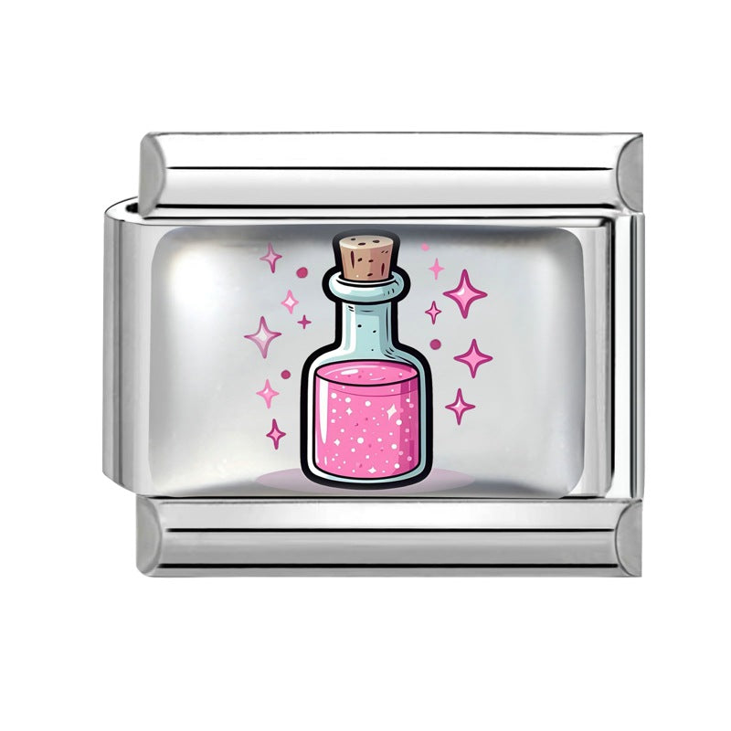 Wholesale Italian Charm Bracelet 9mm DIY Colorful Element Pink Pattern  Creative Stainless Steel Composable Bracelet