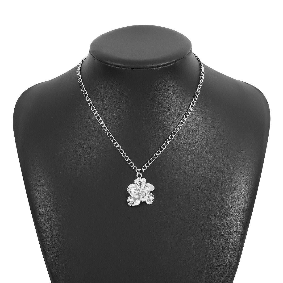 Wholesale Niche Design Sense Metal Flower Earrings  Double Layer Flower Diamond Necklace Ring