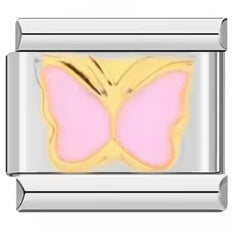 Wholesale Italian Charm Bracelet 9mm DIY Splicing Removable Purple Blue Butterfly Stainless Steel Composable Bracelet